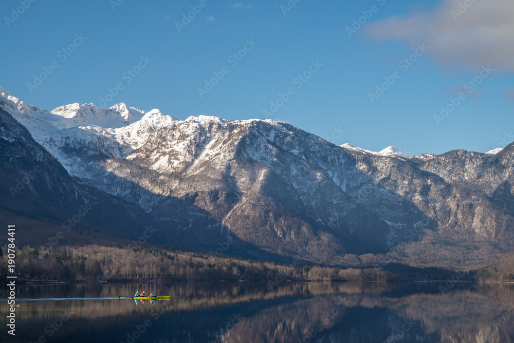 Scenic Bohinj lake with its surrounding nature in Slovenia Scenic Bohinj lake with its surrounding nature in Slovenia