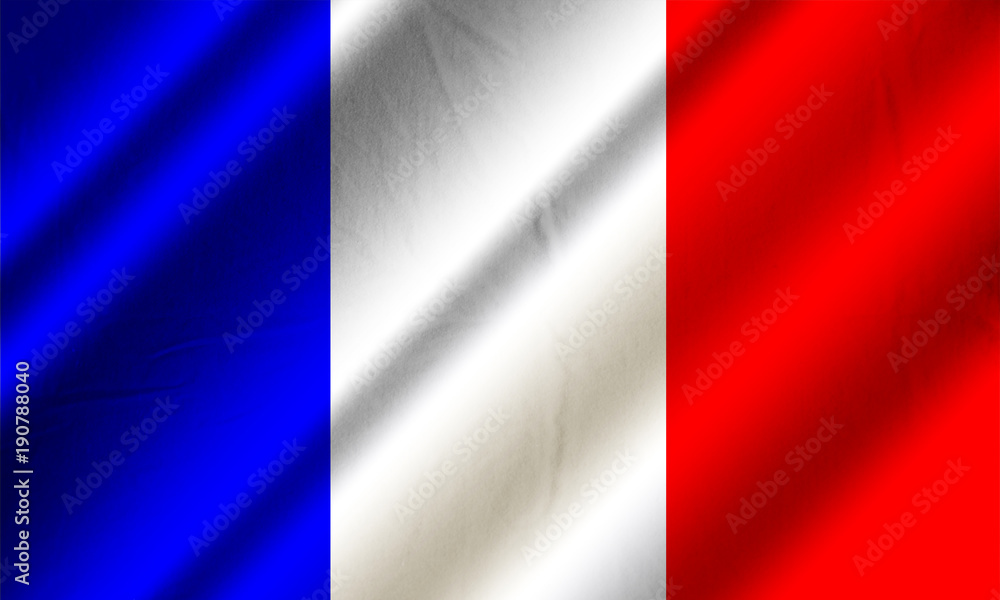 Authentic colorful textile flag of France