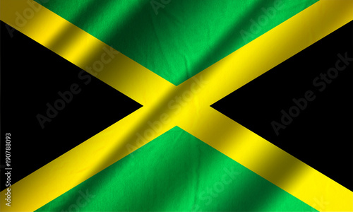 Authentic colorful textile flag of Jamaica