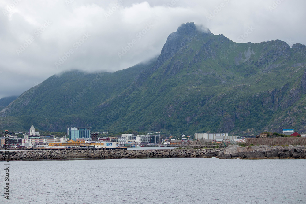 The city of Svolvaer in Nordland county, Norway. 