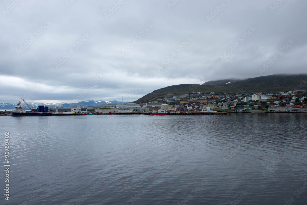 The city of Hammerfest in Finnmark county, Norway. 