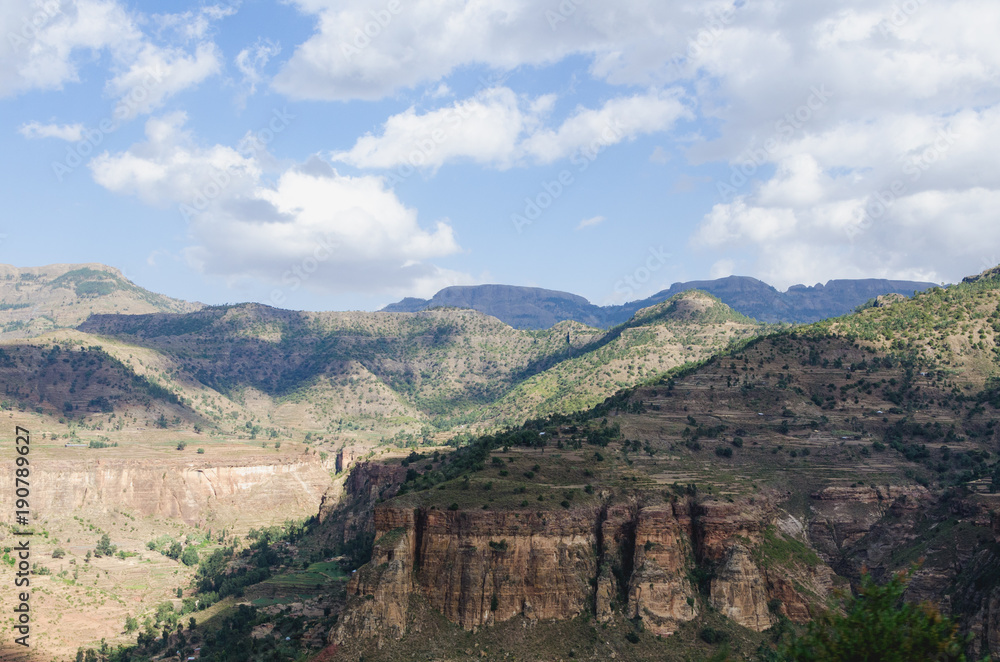 A mountain in Africa with cloud shadows