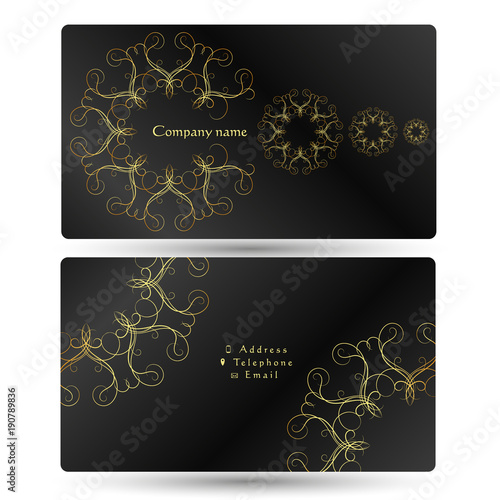 Business card with gold ornament