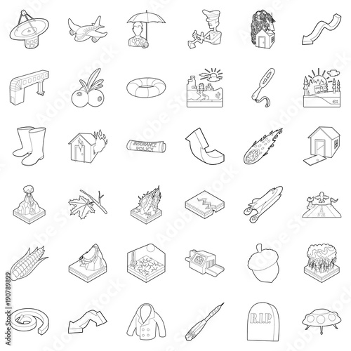 Air environment icons set  outline style