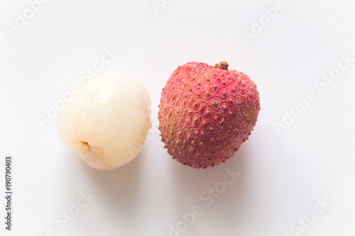 lychee  on the bright background.