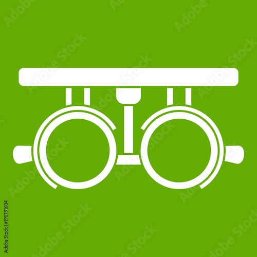 Trial frame for checking patient vision icon green