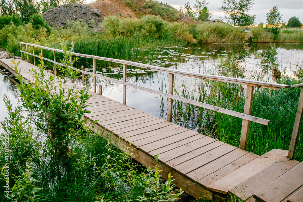 the wooden bridge across the river the wooden bridge across the river