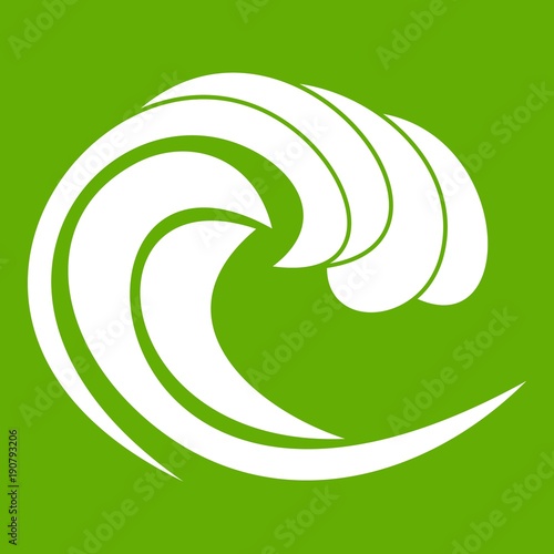 Wave of sea tide icon green