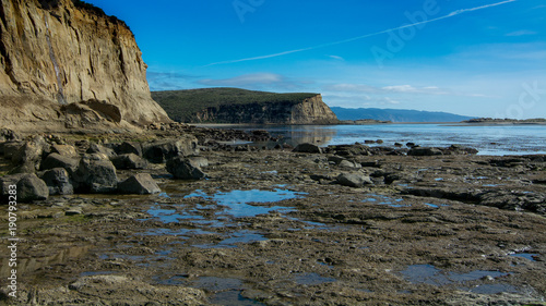 Panorama  of an estuary and the ocean at a distance, Estero Trai, Point Reyes National Seashore, California, USA
