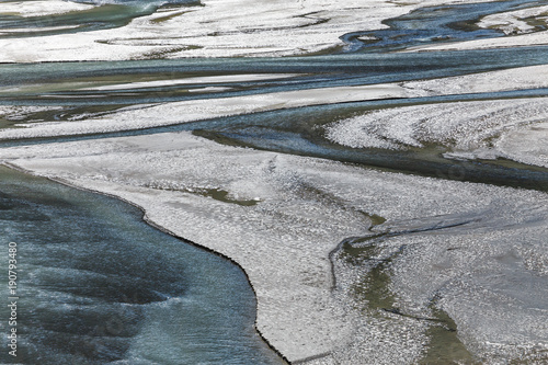 abstract texture of a muddy river delta  aerial view