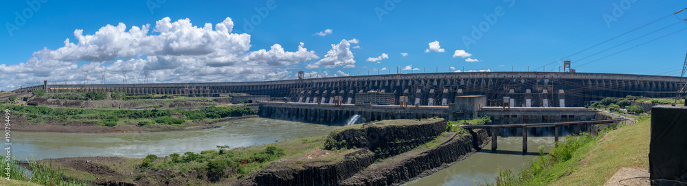 The Itaipu Dam is a hydroelectric dam on the Paraná River located on the border between Brazil and Paraguay.