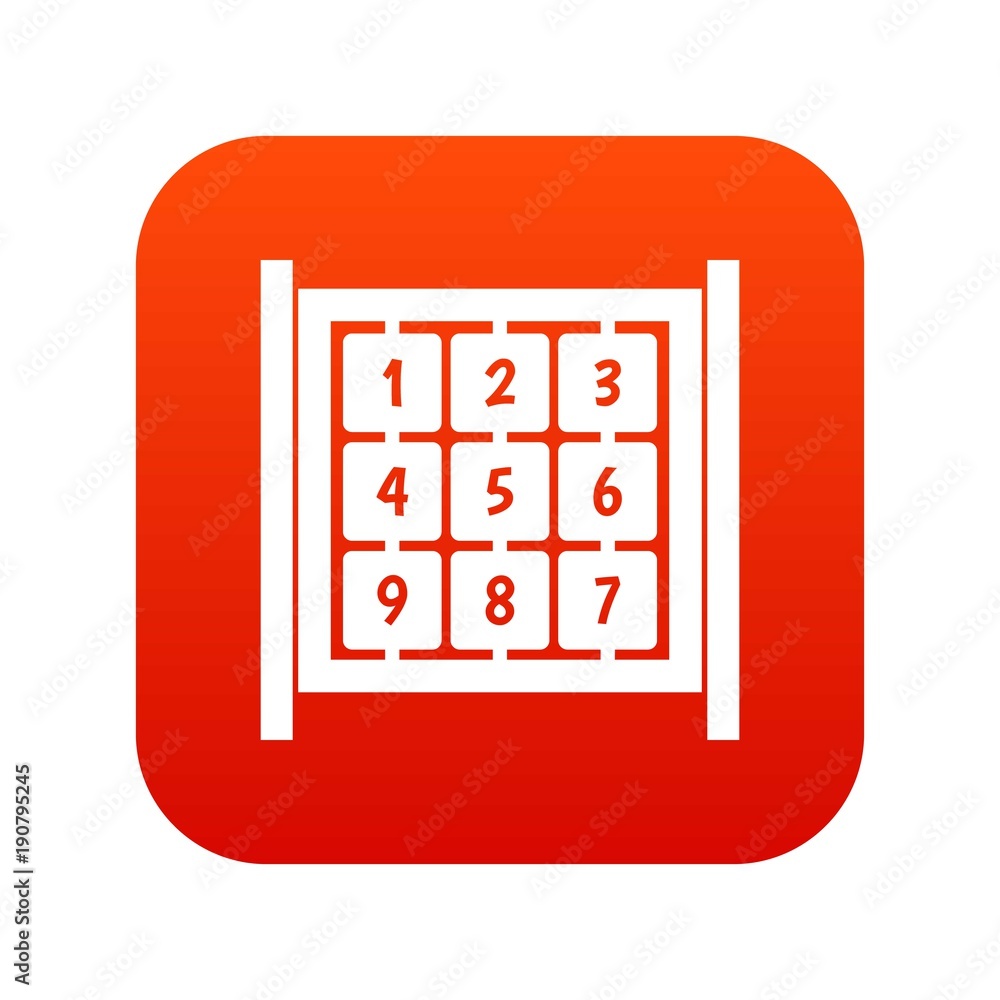 Cubes with numbers on playground icon digital red Cubes with numbers on playground icon digital red