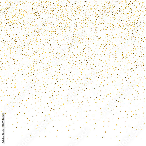 Golden glitter sparkle bubbles champagne particles stars on white background,  holiday concept
