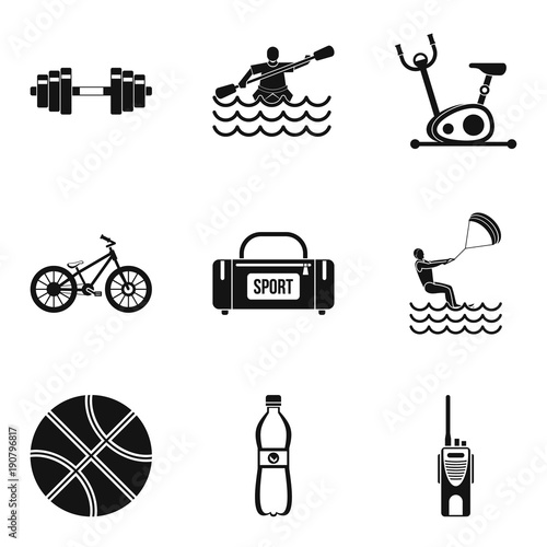Male health icons set, simple style
