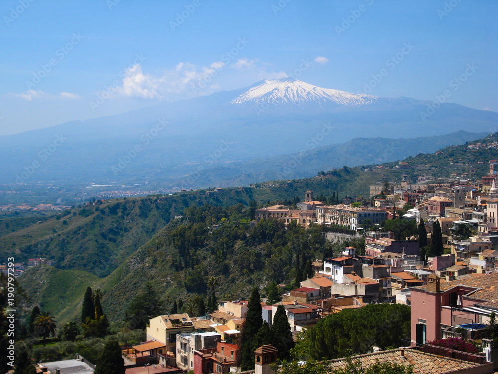 City near the volcano