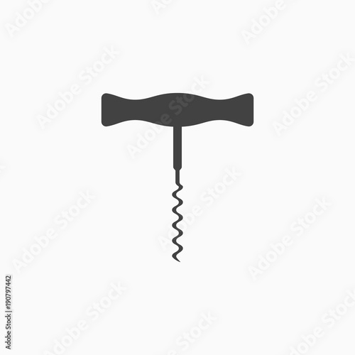 Corkscrew monochrome icon. Vector illustration.