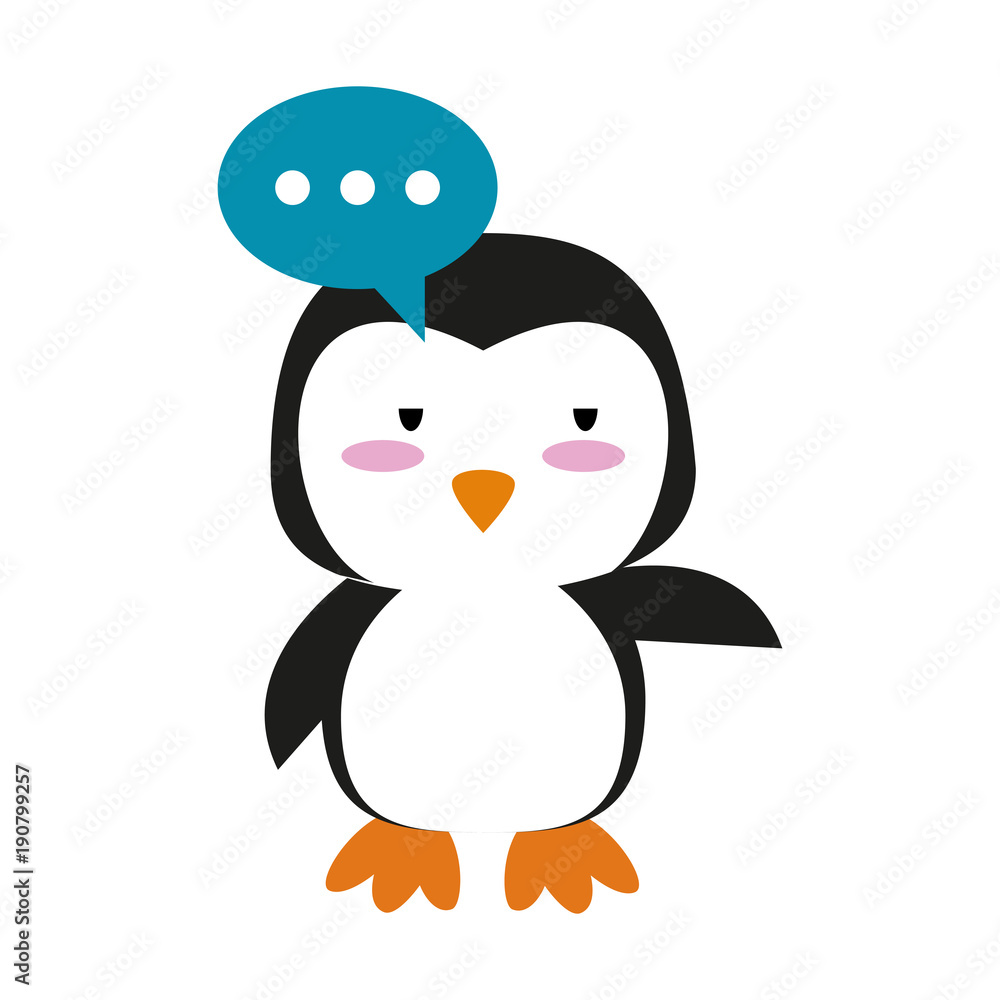 Fototapeta premium Cute penguin with speakbox cartoon icon vector illustration graphic design