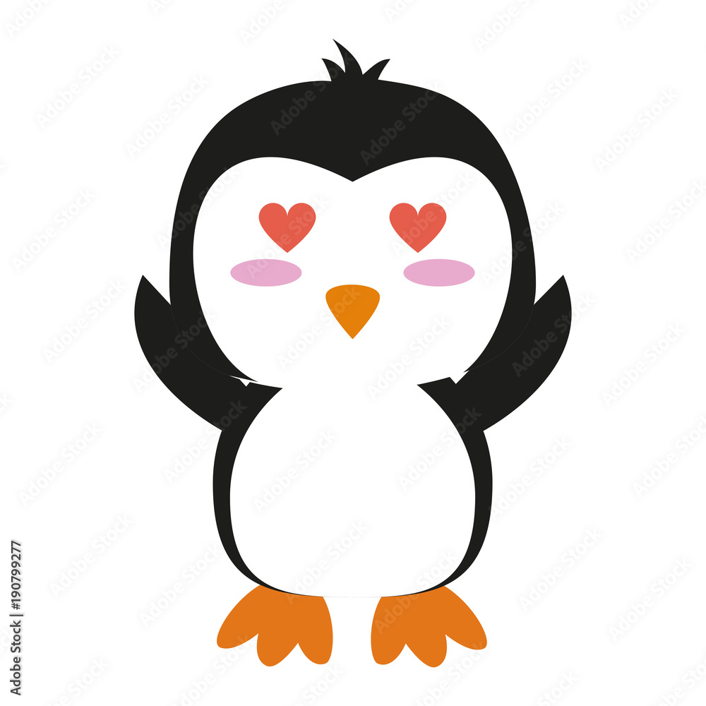 Fototapeta premium Cute penguin in love cartoon icon vector illustration graphic design