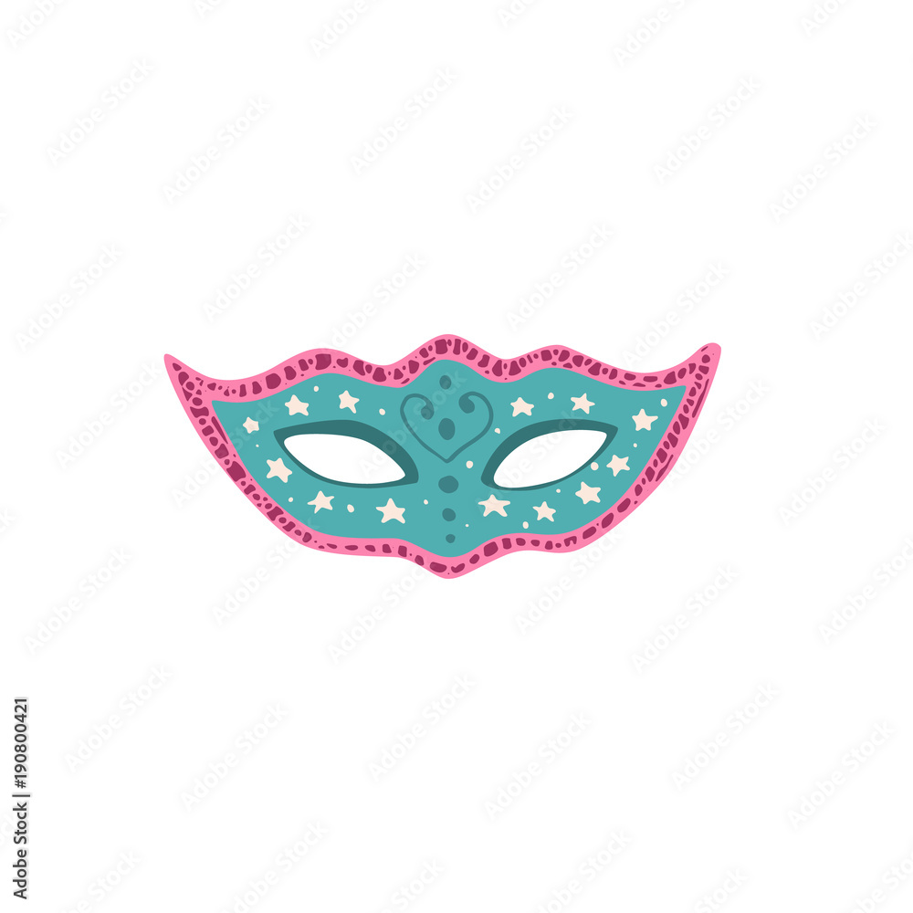 Hand drawn carnival vector mask isolated on white background. Masqeurade mask for decorating festive invitations, banners, greeting cards. Carnaval accessory illustration.