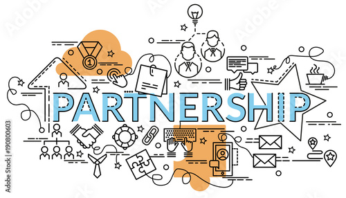 Flat colorful design concept for Partnership. Infographic idea of making creative products..Template for website banner, flyer and poster.