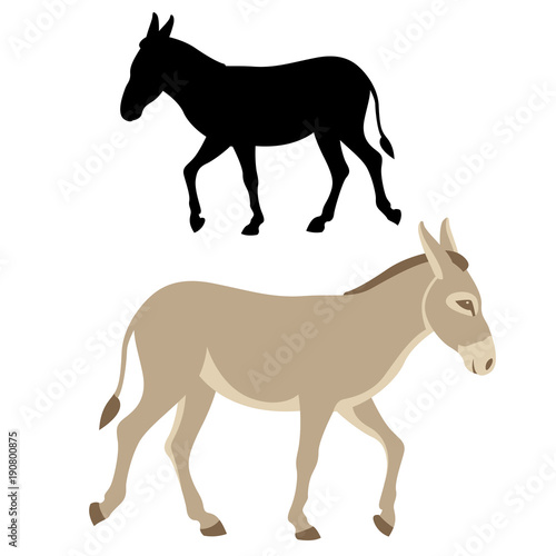 donkey  silhouette vector illustration flat style profile