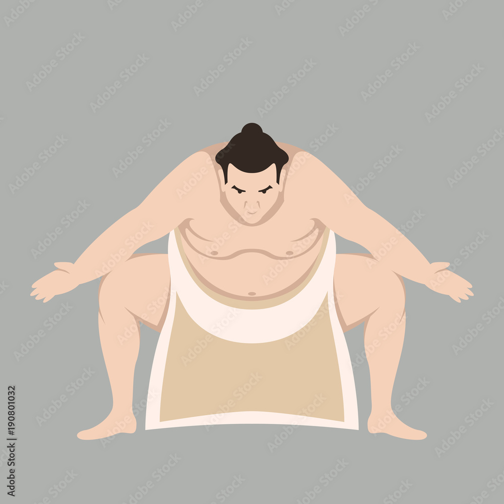 Sumo wrestler men vector illustration flat style front Sumo wrestler men vector illustration flat style front