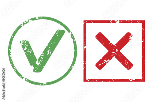 Tick and cross rubber stamp texture