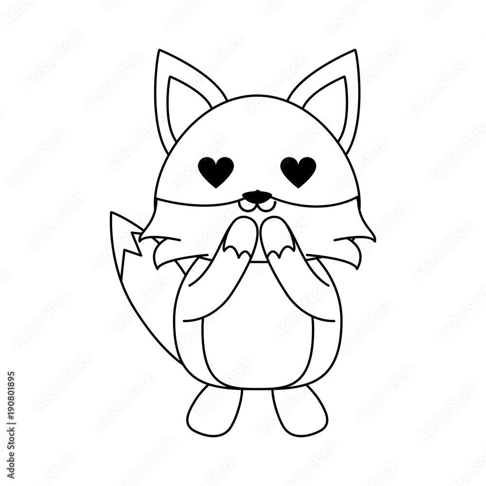Fototapeta premium Cute fox in love cartoon icon vector illustration graphic design