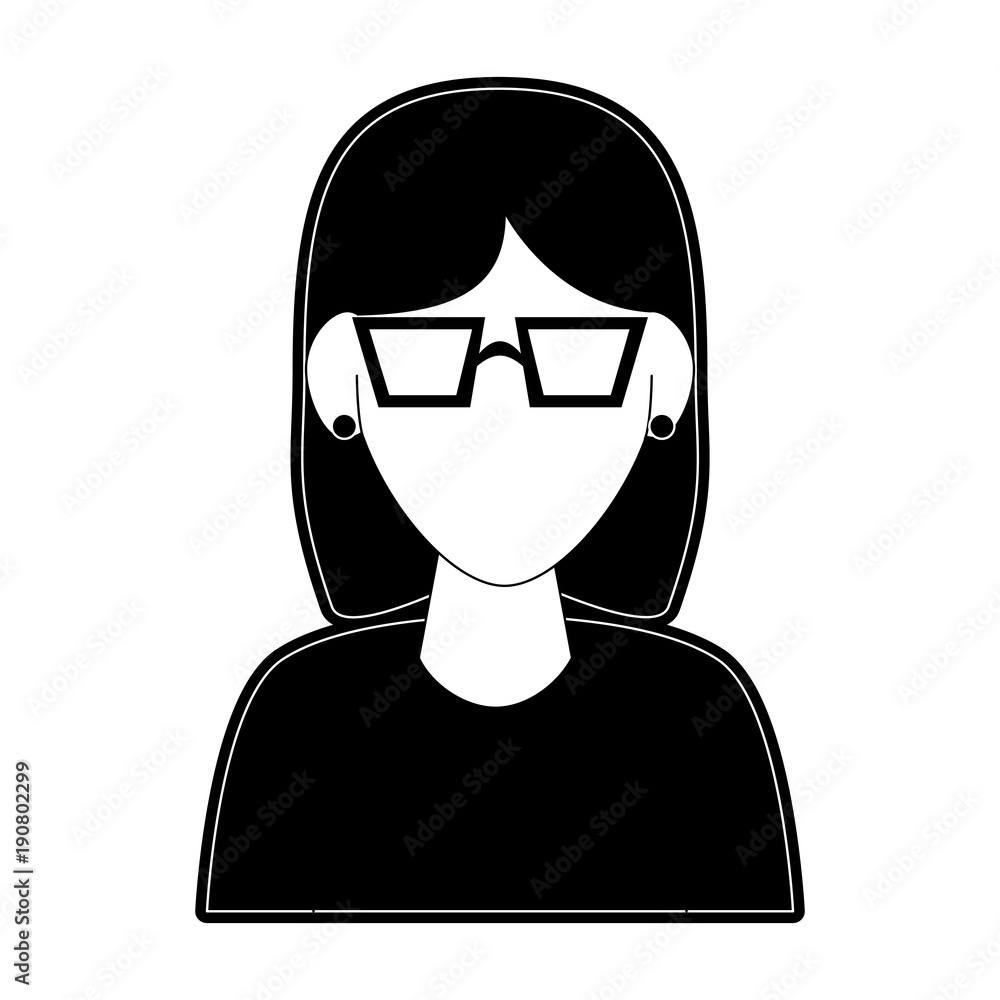 Woman avatar with glasses cartoon icon vector illustration graphic design