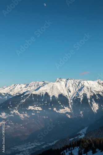 Snow on the top of the mountains and nice view down the valley