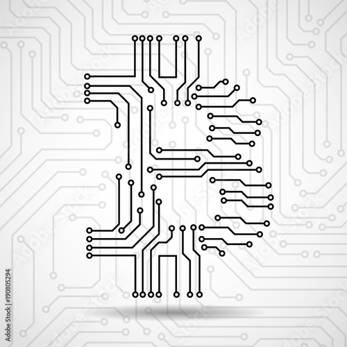 Abstract technology sign bitcoin of circuit board. Vector