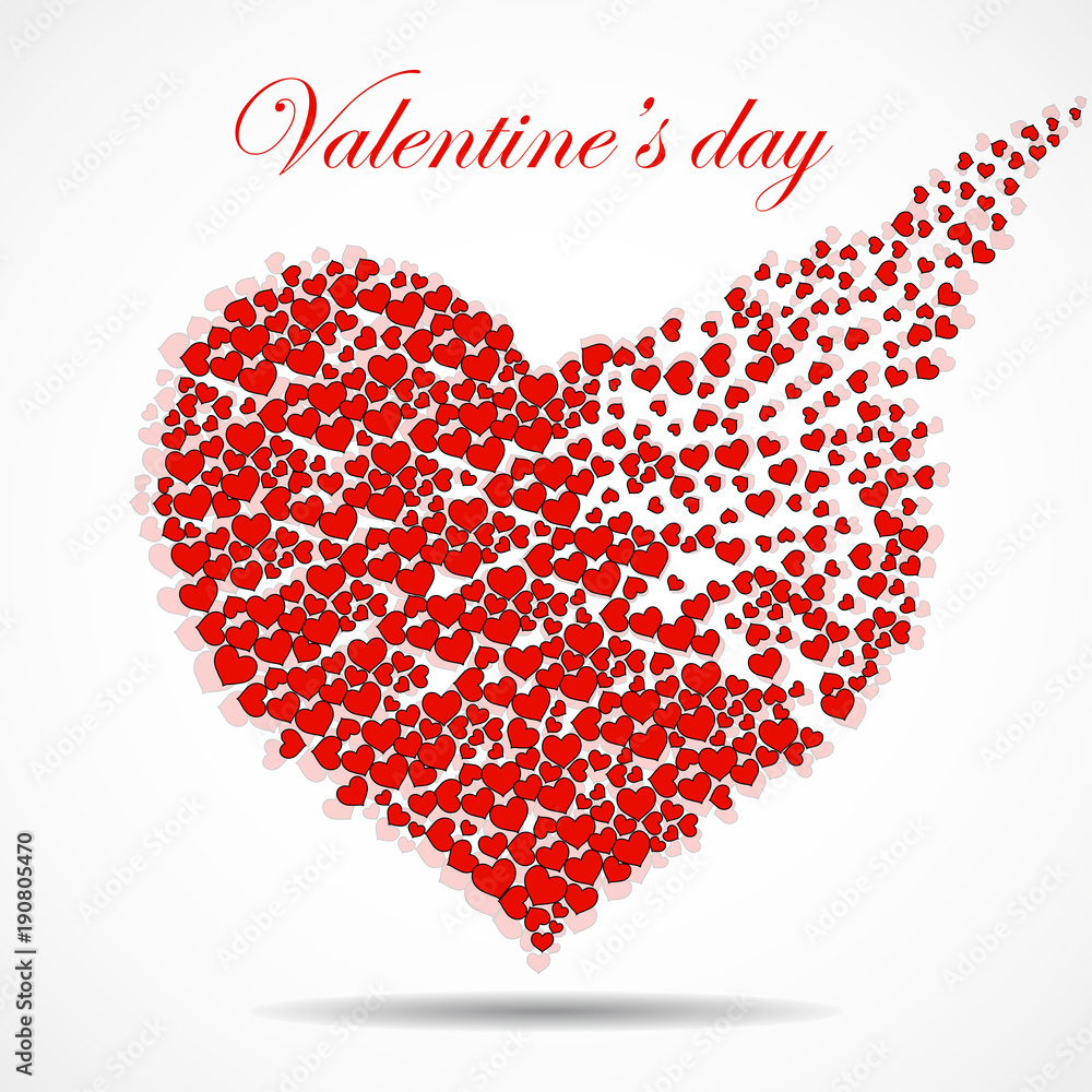 Abstract silhouette heart of little hearts. Valentine's day. Vector