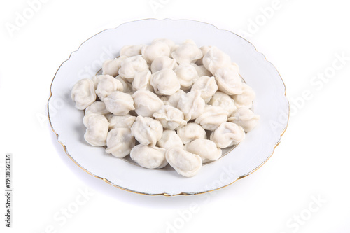 dumplings in a white plate isolated