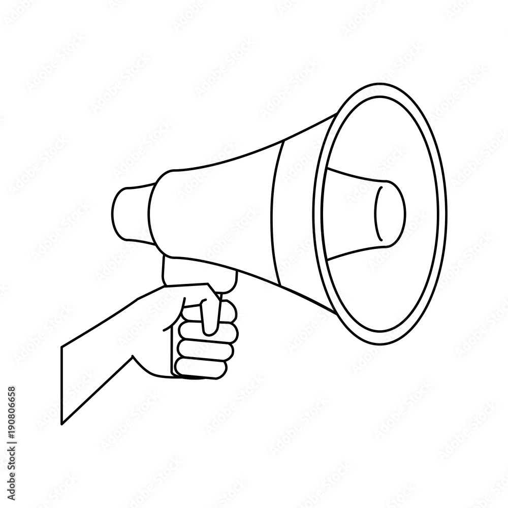 Hand with bullhorn icon vector illustration graphic design Hand with bullhorn icon vector illustration graphic design