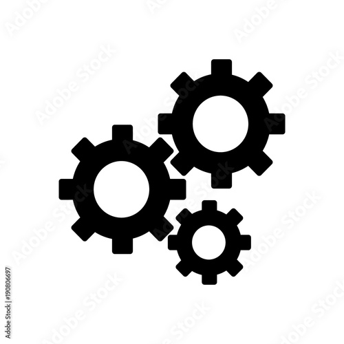 Gears on a white background. Vector illustration. Flat solid icon. Eps 10