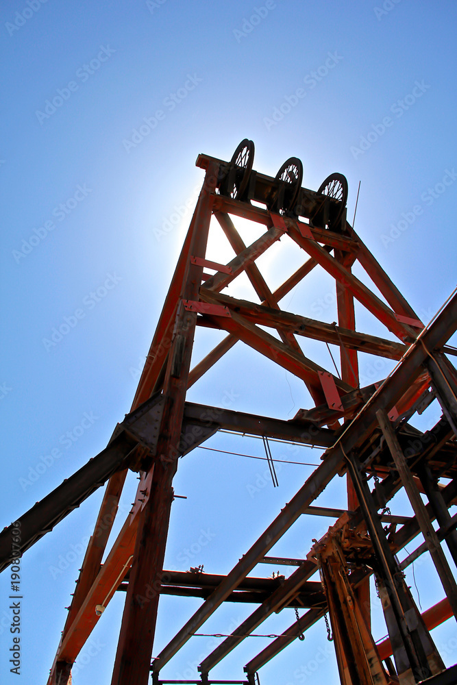 frame of an oil well in Jerome Arizona frame of an oil well in Jerome Arizona