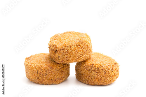 Lushious Battered Crab Cakes Isolated on a White Background