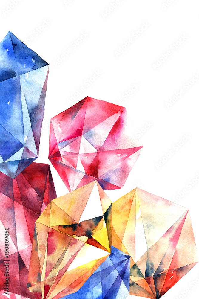 Fotografie Watercolor diamond crystals