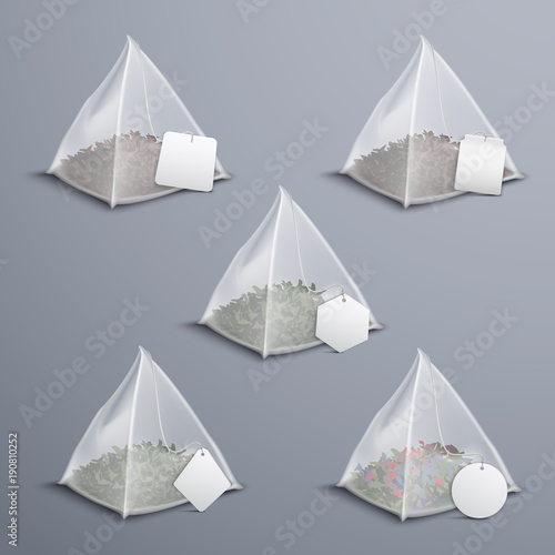 Pyramid Tea  Bags Realistic Set