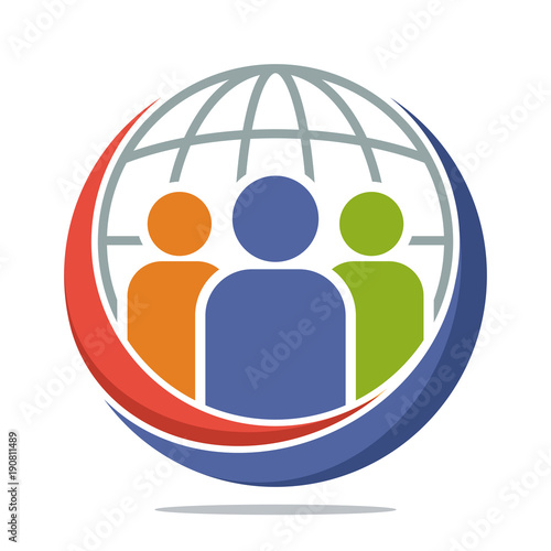 logo icon with global community media concept