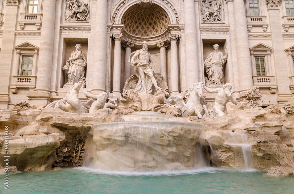 Trevi Fountains in Rome, frontal view of the Trevi Fountain in Rome. Italy