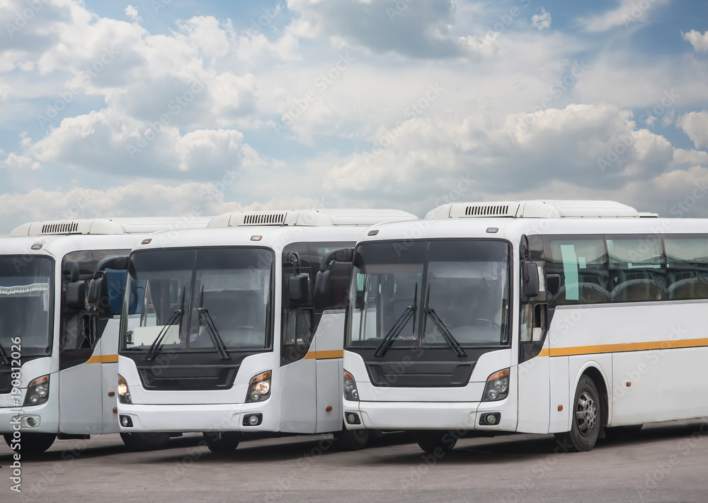 big tourist buses on parking