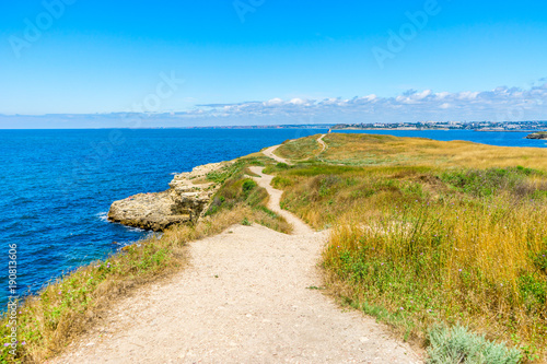 The coast of the Black Sea in summer in Sevastopol, Crimea, in Russia