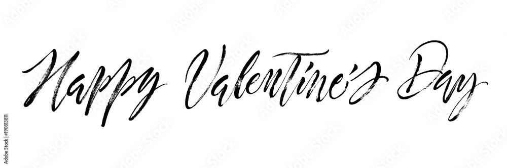 Naklejka premium Happy Valentine's Day. St.Valentine's Day message. Dry brush lettering. Modern calligraphy poster in expressive style
