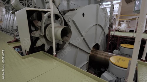 Propeller shaft and flywheel of ship