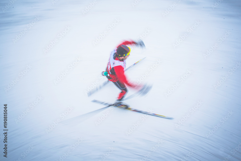 Professional nordic ski race. White winter nature. Professional nordic ski race. White winter nature.