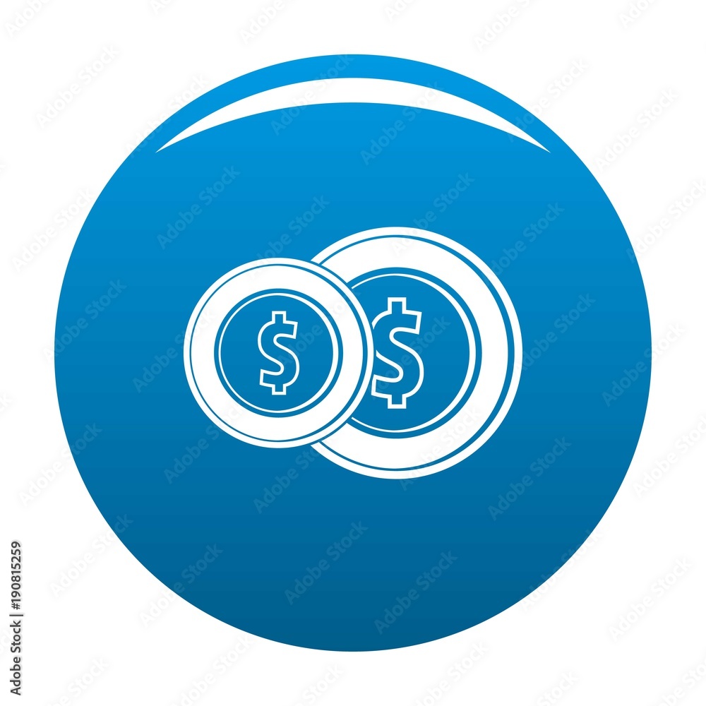 Coin icon vector blue circle isolated on white background Coin icon vector blue circle isolated on white background