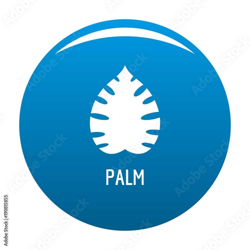 Palm leaf icon vector blue circle isolated on white background 