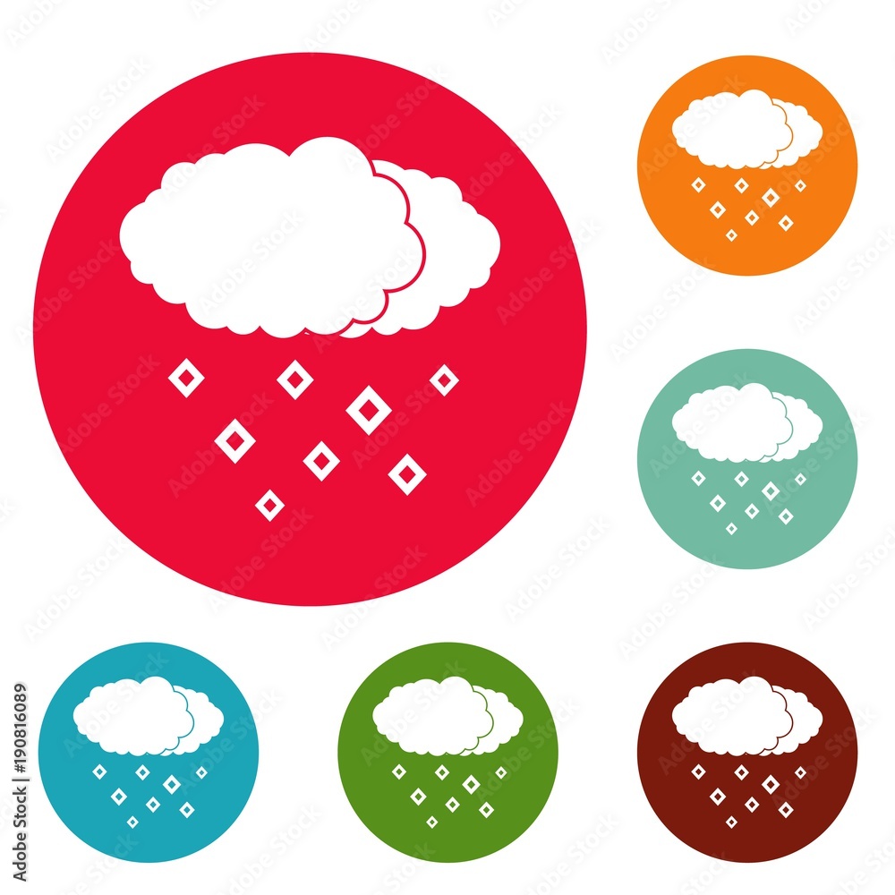 Snow cloud icons circle set vector isolated on white background Snow cloud icons circle set vector isolated on white background