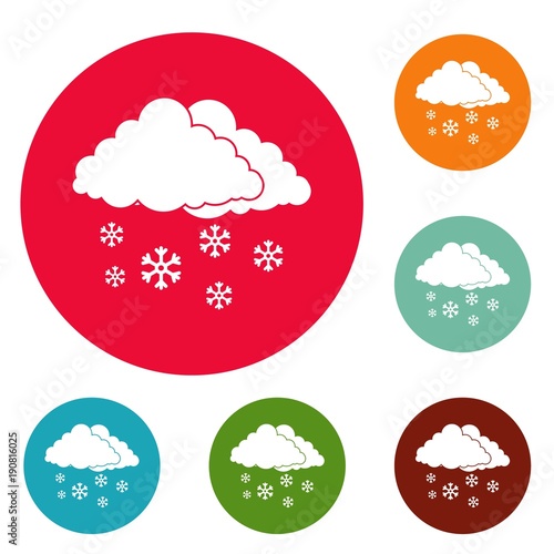 Snow cloud holiday icons circle set vector isolated on white background